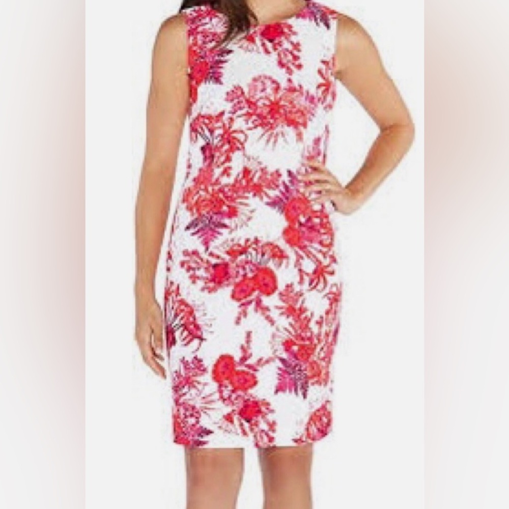 Mario Serrani Pink and Red Floral Midi Dress